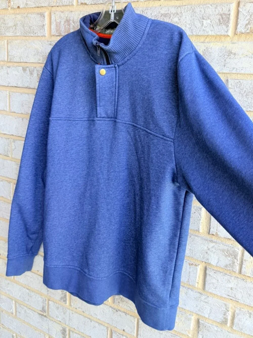 ORVIS Long Sleeve 1/4 Zip Blue Pullover Camping Sweatshirt Men's Size L